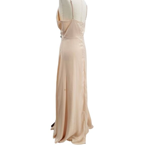 LULU'S SZ S Endless Elegance Light Peach Satin Sleeveless Maxi Dress B139 - Picture 4 of 10